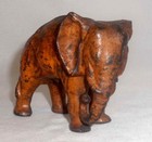 Antique Painted Cast Iron Still Penny Bank Elephant W  Tucked Trunk By Arcade Us