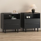 26  Nightstand With Charging Station  2 Drawer Contemporary Modern Bedside Table