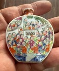      fine 19th Century Famille Rose Snuff Bottle Of Rare Design  Qianlong Mark