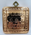 Vintage Copper Molds Wall Hangers Funny Cook s Mottos 7 75  Square Set Of 2
