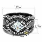 Women s 2 2 Ct Princess Cut Cz Light Black Stainless Steel Wedding Ring Set
