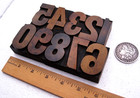 Vintage Large Letterpress Wood Type Numbers 0-9 And    Beautiful Patina 