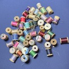 Vintage Antique New Wooden Thread Spools Star Mercerized Coats Clark Lot Of 52