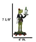 Green Toad Frog Silver Service Butler With Wine Glass And Bottle Figurine 7 h
