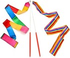 Dance Ribbons Rainbow Streamers Rhythmic Gymnastics Ribbon Baton Twirling 