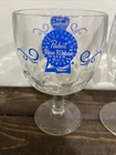 Vintage Pabst Blue Ribbon Beer Drinking Goblet Glasses Set Of 2