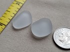 Two Genuine Beach Sea Glass Surf Tumbled Silver Gray Grey Smoke Frosted Small T3