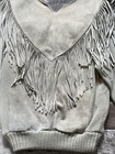 Vintage 80s Pioneer Wear Tan Leather Fringe Sweater Women   s Size S