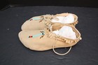 Vintage Native American Sioux Leather Beaded Moccasins 10 5  Long -