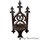 Antique Pair Of Victorian Gothic Folding Wall Shelves Shelf Dark Walnut