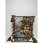Set Of Two Beautiful Vintage Beaded Scenic Landscape Pillows