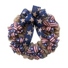 4th Of July Patriotic Cloth Wreath  American Flag Stars Stripes Front Door Decor