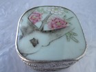 Beautiful Original Antique Chinese Famille Rose Hand Painted Porcelain Shard Box