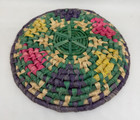 Vtg Coil Basket Hand Woven Color Boho Basket Bowl Plate Pot Holder 9  Diameter