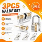 3pcs Clear Practice Locks Set With Keys For Picking Training And Skill Learning