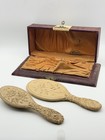 Antique Celluloid Vanity Set Mirror Brush In Original Presentation Box