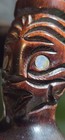 Vtg Maori Tiki God Hand Carved Matai Wood Statue Paua Shell Eyes 