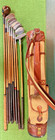 Antique Hickory Wood Shaft Player Scottish Clubs   Belding Caddy Bag