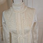 1960s Vtg Edythe Vincent Alfred Angelo Ivory Lace Long Sleeve Wedding Dress Sz S