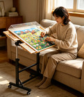 1500 Piece Jigsaw Puzzle Table - Wooden Puzzle Board With Drawers   Wheels