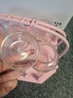 40 s Glass Pink Floral Apothecary Jar Container Vintage 7pc Nursery Set