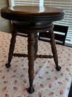 Antique Victorian Adjustable Piano Stool Walnut Cast Iron Claw Feet 