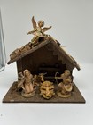 Vintage Fontanini Nativity Set With Wood Stable   7 Nativity Pieces Italian Made