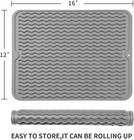 Silicone Dish Drying Mat For Multiple Usage easy 16l X 12w  Gray 