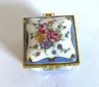 Trinket Box Square Hand Painted Porcelain Floral Design