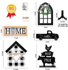 Yulejo 7 Pcs Farmhouse Tiered Tray Decor Buffalo Plaid Rustic Black 