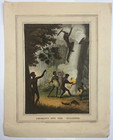 Original 1813 Indigenous Australians Smoking Out The Opossum Antique Print Nsw