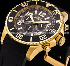 Invicta Men Pro Diver Chronograph 18k Gold Tone Black Dial Strap Tachy Watch