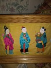 Vtg  Chinese  8 Immortals Handcrafted Silk Covered Wood Framed Art 17 x 30 w