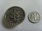 Antique Postbellum Collector 27 Mm Silver Tone Metal Floral Picture Button 49725