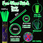 100 Pk 8  Glow Sticks Bulk Party Favors  Light Up Glow Necklaces   Bracelets In
