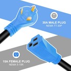 Rv Y-split Power Cord Adapter 30 Amp Male Plug To  2  15 Amp Female  Heavy Duty