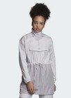 Adidas Originals Women s Gray Nylon Windbreaker Jacket Full Zip Drawstring L