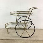 Vintage Two Tier Brass And Glass Tea Trolley Or Bar Cart