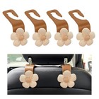 4 Pcs Car Seat Headrest Hooks  Cute Flower Car Seat Back Organizer White brown