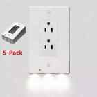 6 Pack Outlet Cover Built-in Led Night Light Bulb Wall Plate Rectangl Receptacle