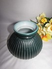 Vtg Green Cased Milk Glass Ribbed Hurricane Student Lamp Replacement Shade 6   
