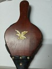 Vintage Wooden Fireplace Bellows W  Brass Eagle Accent Rare Leather Wood Blower