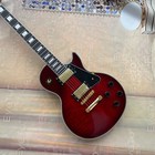 Red Lp Flame Maple Wood Jacket Electric Guitar Gold Top Solid Body Fast Shipping