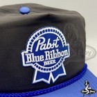 Pbr Pabst Blue Ribbon Beer Hat Vintage Retro Black Blue Trucker Rope Cap 90s