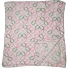 Cutie Pie Gray Pink White Flower Blanket Fleece Baby Girl Soft Lovey 30x36