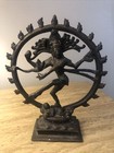 Vintage   Antique Indian Cast Brass Diety Natraj Fire Ring Statue