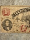        1862  1 Virginia Treasury Notes  2  Obsolete Bank Notes Va Civil War 539ws