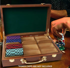 300 Count Walnut Solid Wood Casino Chip Case With Wooden Chip Trays