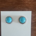 Esther White Navajo Handmade Sterling Silver Kingman Turquoise Earrings