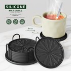 Lazebox Coasters Set Of 8 For Drinks  4 Inch Large Matte Black 